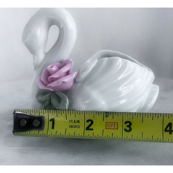 Porcelain White Swan Figurine Pink Rose Candle Holder Dressing Table Decor - Picture 6 of 11